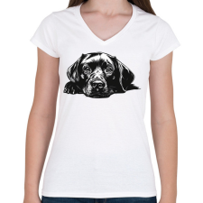 PRINTFASHION Husky Sziluett - Női V-nyakú póló - Fehér női póló