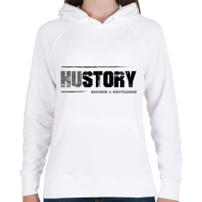 PRINTFASHION HUstory (black) - Női kapucnis pulóver - Fehér női pulóver, kardigán