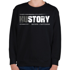 PRINTFASHION HUstory (white) - Gyerek pulóver - Fekete gyerek pulóver, kardigán