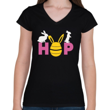 PRINTFASHION husvét3 - Női V-nyakú póló - Fekete női póló