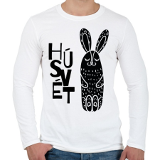 PRINTFASHION Húsvét - Fekete nyúl - Férfi hosszú ujjú póló - Fehér férfi póló