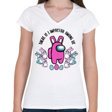 PRINTFASHION Húsvéti Among Us - Női V-nyakú póló - Fehér női póló