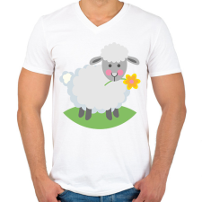 PRINTFASHION Húsvéti bárány - Férfi V-nyakú póló - Fehér férfi pulóver, kardigán