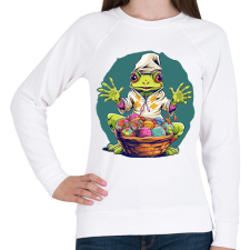 PRINTFASHION Húsvéti béka kosárnyi tojással - Női pulóver - Fehér női pulóver, kardigán