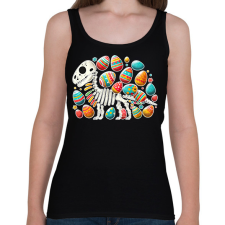 PRINTFASHION Húsvéti dínó - Női atléta - Fekete női trikó