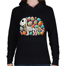 PRINTFASHION Húsvéti dínó - Női kapucnis pulóver - Fekete női pulóver, kardigán