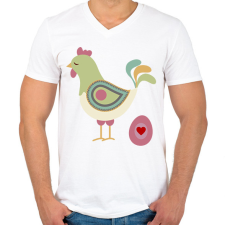 PRINTFASHION Húsvéti kakas - Férfi V-nyakú póló - Fehér férfi pulóver, kardigán