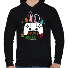 PRINTFASHION Húsvéti konzol - Férfi kapucnis pulóver - Fekete