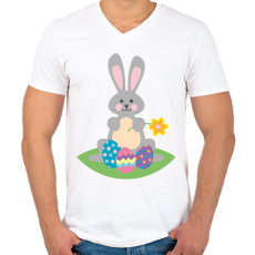 PRINTFASHION Húsvéti nyúl  - Férfi V-nyakú póló - Fehér