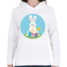 PRINTFASHION Húsvéti nyúl - Női kapucnis pulóver - Fehér női pulóver, kardigán