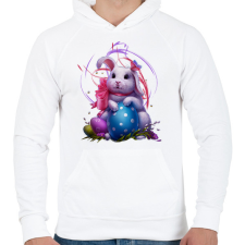 PRINTFASHION húsvéti nyuszi - Férfi kapucnis pulóver - Fehér férfi pulóver, kardigán