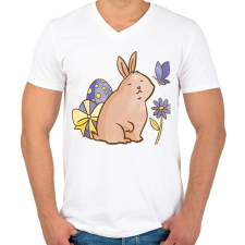 PRINTFASHION Húsvéti nyuszi - Férfi V-nyakú póló - Fehér férfi póló