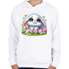 PRINTFASHION Húsvéti nyuszi - Gyerek kapucnis pulóver - Fehér gyerek pulóver, kardigán