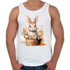 PRINTFASHION Husveti nyuszi kosarban - Férfi atléta - Fehér