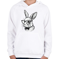 PRINTFASHION Húsvéti nyuszi szemüvegben - Gyerek kapucnis pulóver - Fehér gyerek pulóver, kardigán