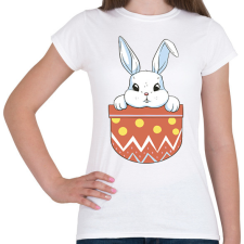 PRINTFASHION Húsvéti nyuszi zsebminta - Női póló - Fehér női póló