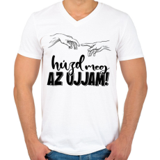 PRINTFASHION Húzd meg az ujjam - fekete - Férfi V-nyakú póló - Fehér