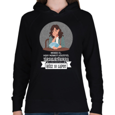 PRINTFASHION Húzz 10 lapot - Női kapucnis pulóver - Fekete