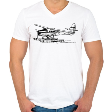 PRINTFASHION hydroplane airplane - Férfi V-nyakú póló - Fehér férfi póló