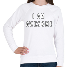 PRINTFASHION I AM AWESOME - Női pulóver - Fehér női pulóver, kardigán