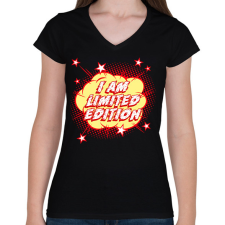 PRINTFASHION I am limited edition - Női V-nyakú póló - Fekete női póló