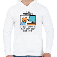 PRINTFASHION I am programmer (black) - Férfi kapucnis pulóver - Fehér