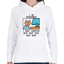 PRINTFASHION I am programmer (black) - Női kapucnis pulóver - Fehér női pulóver, kardigán