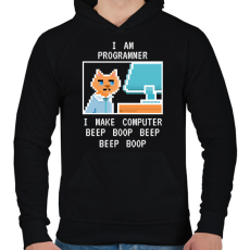 PRINTFASHION I am programmer (white) - Férfi kapucnis pulóver - Fekete