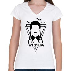 PRINTFASHION I am smiling - black - Női V-nyakú póló - Fehér