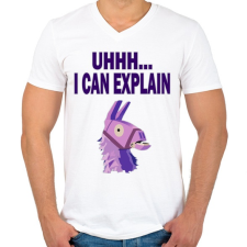 PRINTFASHION I CAN EXPLAIN - Férfi V-nyakú póló - Fehér férfi póló