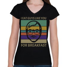 PRINTFASHION I eat guys like you - Női V-nyakú póló - Fekete női póló
