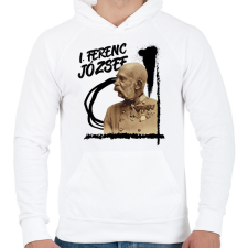 PRINTFASHION I. Ferenc József - Férfi kapucnis pulóver - Fehér férfi pulóver, kardigán