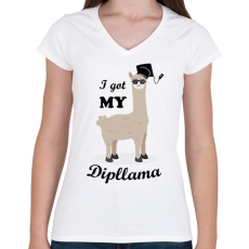 PRINTFASHION I got my dipllama - Női V-nyakú póló - Fehér