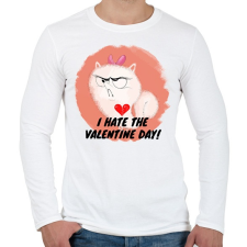 PRINTFASHION I HATE VALENTINE DAY - Férfi hosszú ujjú póló - Fehér férfi póló
