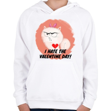 PRINTFASHION I HATE VALENTINE DAY - Gyerek kapucnis pulóver - Fehér
