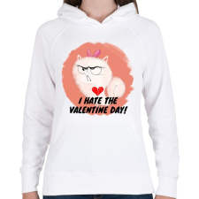 PRINTFASHION I HATE VALENTINE DAY - Női kapucnis pulóver - Fehér női pulóver, kardigán