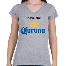 PRINTFASHION I have corona 2 - Női V-nyakú póló - Sport szürke