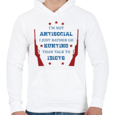 PRINTFASHION I just rather go hunting - Férfi kapucnis pulóver - Fehér