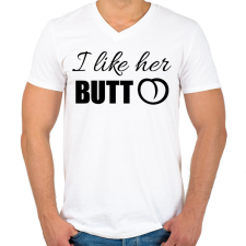 PRINTFASHION I like her butt - Férfi V-nyakú póló - Fehér férfi póló