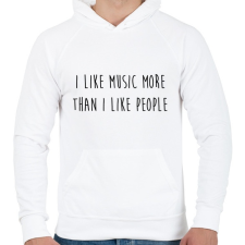 PRINTFASHION I like music... - Férfi kapucnis pulóver - Fehér férfi pulóver, kardigán