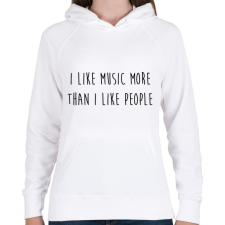 PRINTFASHION I like music... - Női kapucnis pulóver - Fehér női pulóver, kardigán