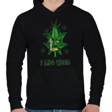 PRINTFASHION i like weed - Férfi kapucnis pulóver - Fekete férfi pulóver, kardigán