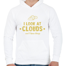 PRINTFASHION I look at clouds - Férfi kapucnis pulóver - Fehér férfi pulóver, kardigán