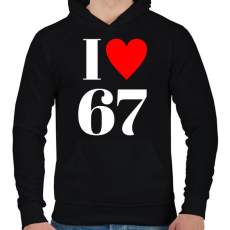 PRINTFASHION I LOVE 67 - Férfi kapucnis pulóver - Fekete