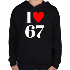 PRINTFASHION I LOVE 67 - Gyerek kapucnis pulóver - Fekete