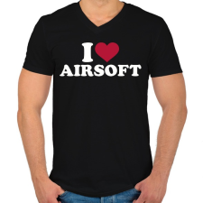 PRINTFASHION I love airsoft - Férfi V-nyakú póló - Fekete férfi póló