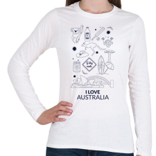 PRINTFASHION I LOVE AUSTRALIA - Női hosszú ujjú póló - Fehér női póló