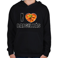 PRINTFASHION I love babgulyás - Gyerek kapucnis pulóver - Fekete gyerek pulóver, kardigán
