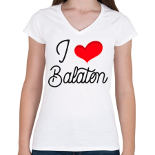 PRINTFASHION I love Balaton - Női V-nyakú póló - Fehér női póló