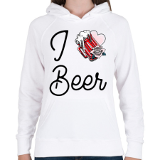 PRINTFASHION I love Beer - Női kapucnis pulóver - Fehér női pulóver, kardigán